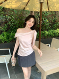 Does Not Return] Xixi Summer Slanted Collar With Small Shirt Chiffic Short-Sleeved T-Shirt Top Female