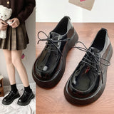 Shoes Women In The Autumn And Winter 2025 New Retro Lace British Thick Soles Round Head Loose Cake Soles Small Leather Shoes
