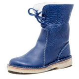 Autumn And Winter New Round Head Snow Boots Plus Velvet With Flat Base Large Leisure Shoes Short