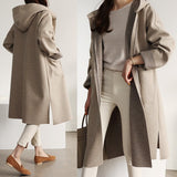 Spring And Autumn New Loose Haired Women's Coat Hooded Large-Size Coat Wish