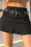 Korean Fashion Solid Cargo Denim Skirt Casual Zipper Hot Party High Waist Skirt Summer Line Sexy Mini Skirts
