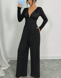 Women's Dark V Solid-Color Pit Strip Sexy Body-Snley Elegant Temperament