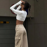 Zingj Summer New Trend Sexy Sweet And Hot Wind French Square Collar Navel Design Sense Long-Sleeved Top