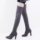 Zingj Fall / Winter 2023 Pointed, High Heel Women's Boots Fashion Zipper Thin Leg Strap Over-The-Knee Boots Elastic Boots- Outfit