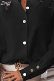 Women Shirts Tops 2023 Autumn Women's Fashion Long Sleeve Blouses Stand Collar Solid White Black Loose Cardigan Blusas