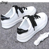 Women Sneakers Leather Shoes Spring Casual Flats Sneakers Female New Fashion Comfort White