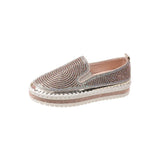 And Autumn 2025 New Pine Cake Thick Sole Large Leisure Single Shoes Women's Footle Shoes Water Drill Sewing Lazy