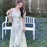 Elegant Chiffon Print Midi Dress Women Mixi Party Club Fashion Clothing Holiday Ladies Vestidos Female