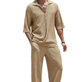 New Commuting Suit Casual Shirt Solid Color Short-Sleeved Trousers Men's Two Casual