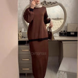 2025 New Women's Long-Sleeved Knitting Jacket Waist Half-Dress Suit