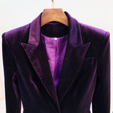 And Winter 2025 New Women's Professional Fashion A Buckle Gold Velvet Suit Jacket + Horn Pants Set Two