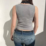 Lace Stitching Fake Two Tank TopOutfit