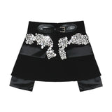 New High Street Tide Heavy Industry Nail Pin Bling Pu Buckle Waist Seal Skirt Female