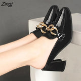 Shoes Women Heels Leather Sandals Summer Slippers Heel High Heel Sandals Heel Leather Chaussure Femme Zapatos