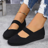 Color Flying Weaving Flat Bottom Shallow Single Shoes Women Breathable Elderly Dancing Mother Shoes Work
