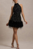 Women's New Sexy Sleeveless Body Shiny Plush Dress Dress Dress Glie