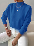 And Winter Half-High Collar Cover Long-Sleeved Sweater Women's Fashion Solid Color Loose Knitting