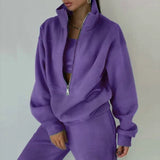 Women's New Zipper Grip Velvet Sweatwear Sports Fashion Jacket