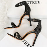 Shoes Sexy High Heels Women Pumps Sparkle Sequins Stiletto Heels 10 Cm Party Shoes Women Heels Summer Women Sandals