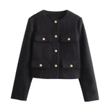 And Winter New Women's Small Fragrant Fashion Button Dress Short Suit Jacket
