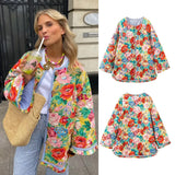 Women's Clothing 2025 Autumn Flower Print Loose Cotton Cotton Coat Women's Top