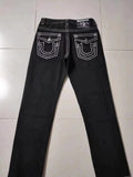 High Street Tide Brand Jeans White Thick Line Big Buddha Hundred Black Straight Jeans
