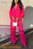Women's Set Long Sleeve Shirt Tops and Wide Leg Pants Elegant Tracksuit Two Piece Set Sweatsuit Fitness Outfits