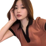 Zingj 2024 New Top Short Ins Fashion Design Sense Small Minority Sweet Spicy Wind Pure Desire Hot Girl Short Sleeve T-Shirt