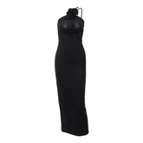 Zingj Women's Wear 2023 Summer New Sexy Show Back One Shoulder Pleated Slim Temperament Dress