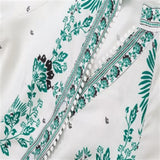 New Printed Long Dress Lantern Sleeve V-Neck Casual Beach Vacation Shirt