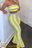 Women Striped 2 piece set Women Outfits Crop Top Pants two pieces sets Summer Clothes for Female Sexy women's