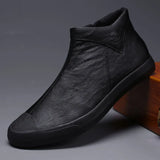 New Men's Shoes Plus Velvet Warm Leather Shoes High-Top Casual Shoes Korean Version Of The Trend Of Pedal Shoes High-Top