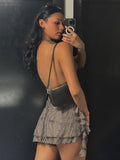 Wasteland Terrefty Hanging Neck Irregular Strapped Ribbon Dress Hottie Deep V-Leader Old Short