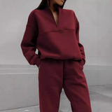 Women's New Casual Fashion Thicken Long-Sleeved Trousers Two