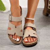 Summer New Large-Size Slippers Women With Thick-Bottomed Words Buckle Solid Color Casual Cold Slippers