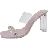 Water Drill Transparent Crystal And Beautiful Sandals Women's Summer Coarse Slippers High Heels Wearing A Cool Drag