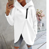 Hooded Sports Plus Velvet Tunic Casual Long-Sleeved Zipper Coat Women's Plus-Size Solid Color