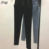 Women Skinny High-waist Lace-up Zipper Pockets Straight Casual Student Daily Womens Elegant New Fashion Trousers Lady