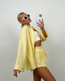 New Long-Sleeved Commuter Shirt Shorts Suit For