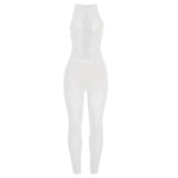 Sexy Jacquard Hollow Sleeveless Solid Color High