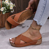 Zingj New Large Size Leather Bread With Thick Bottom Crocs Light Good Wear Sandals Women