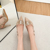 High Heels Women's Fine Heel 2025 New Water Drill B Letter Head Tip With Sandals French Single