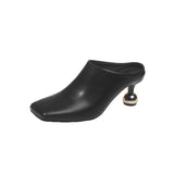Slippers 2025 New Square Head Alien And Pure Color High Heel Elegant Fashion Simple Small High-Heeled Shoes
