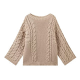 And Winter Women's Fashion Temperament Round Horn Sleeve Knitted Sweater Loose Knitted