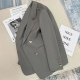 Zingj And Fall 2024 New Gray Korean Version British Style Suit Jacket Women's French Texture Fashion