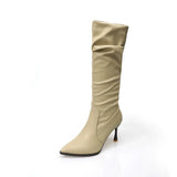 Folded High-Heeled Boots Women Autumn Tide And Piles Of Boots High But Knee-High Fashion Knight