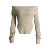 Lazy Top Dress 2025 Autumn New Fashion Niche Irregular Shoulder Knitted Sweater