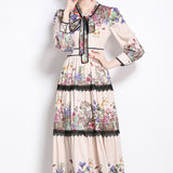 Style Elegant Floral High-Sense Dress With Bow Bow To Clear Thin Lace Lace Knee