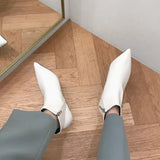 autumn and winter new style with fine pointed high heels Martin boots white boots leather boots Women's boots spring