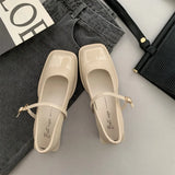 Zingj New Rough Heel Love Small Leather Shoes Women's Shoes New Spring French Niche Mary Jane Black Square Head Single